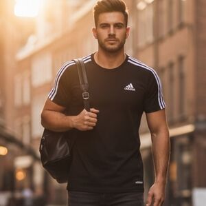 NWT Adidas AEROREADY 3-Stripe Training Tee Black/White - Large!